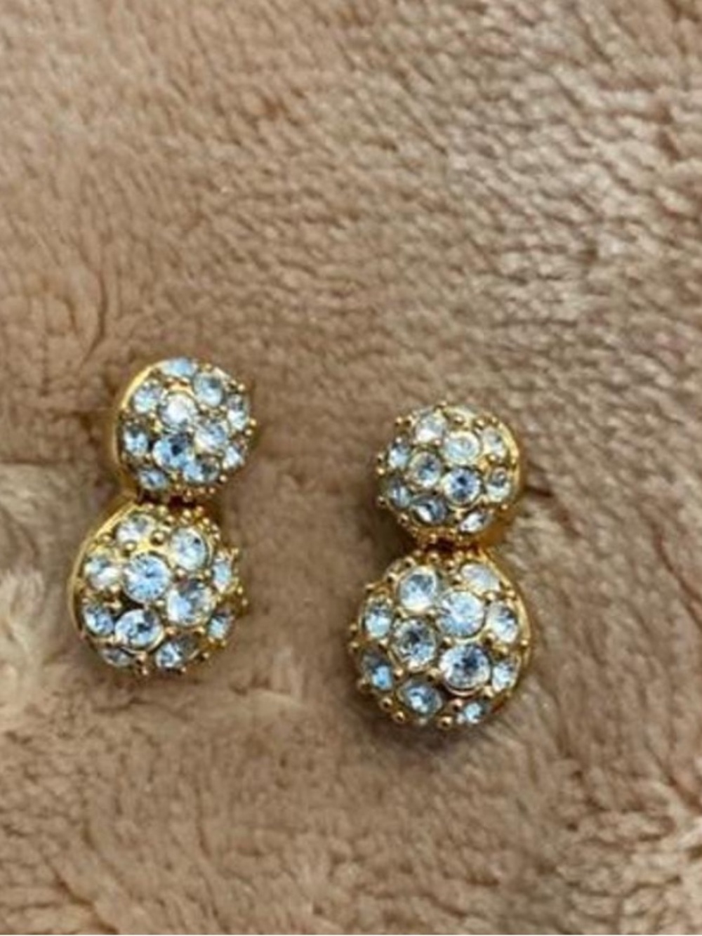 Swarovski Gold-Tone Double Crystal Ball Stud Earrings